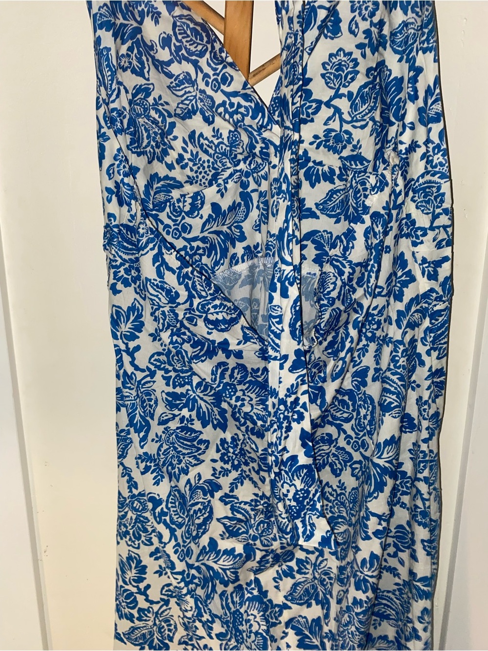Cider White and Blue Floral Swim Cover-Up Dress